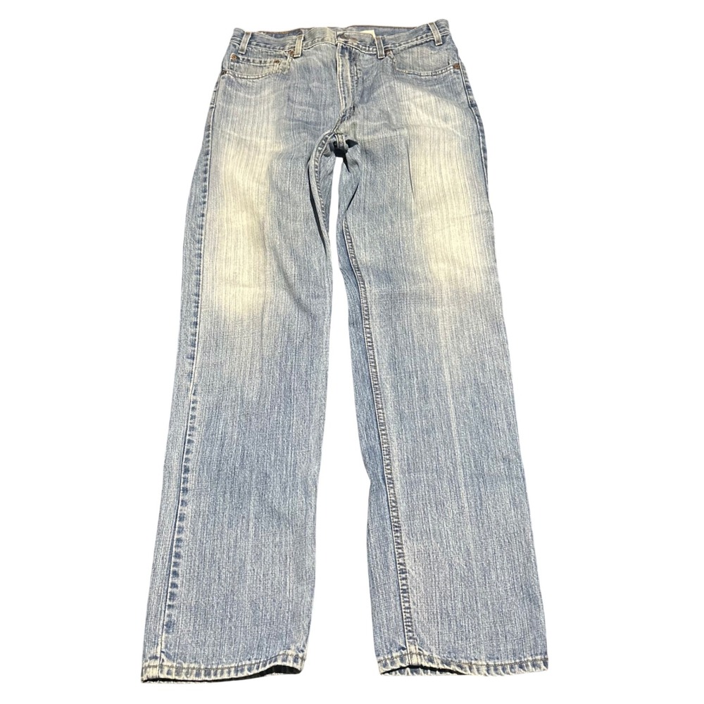 Levis 505 Regular Fit Straight Leg Jeans Light Wash Blue Denim 36x34 Mens